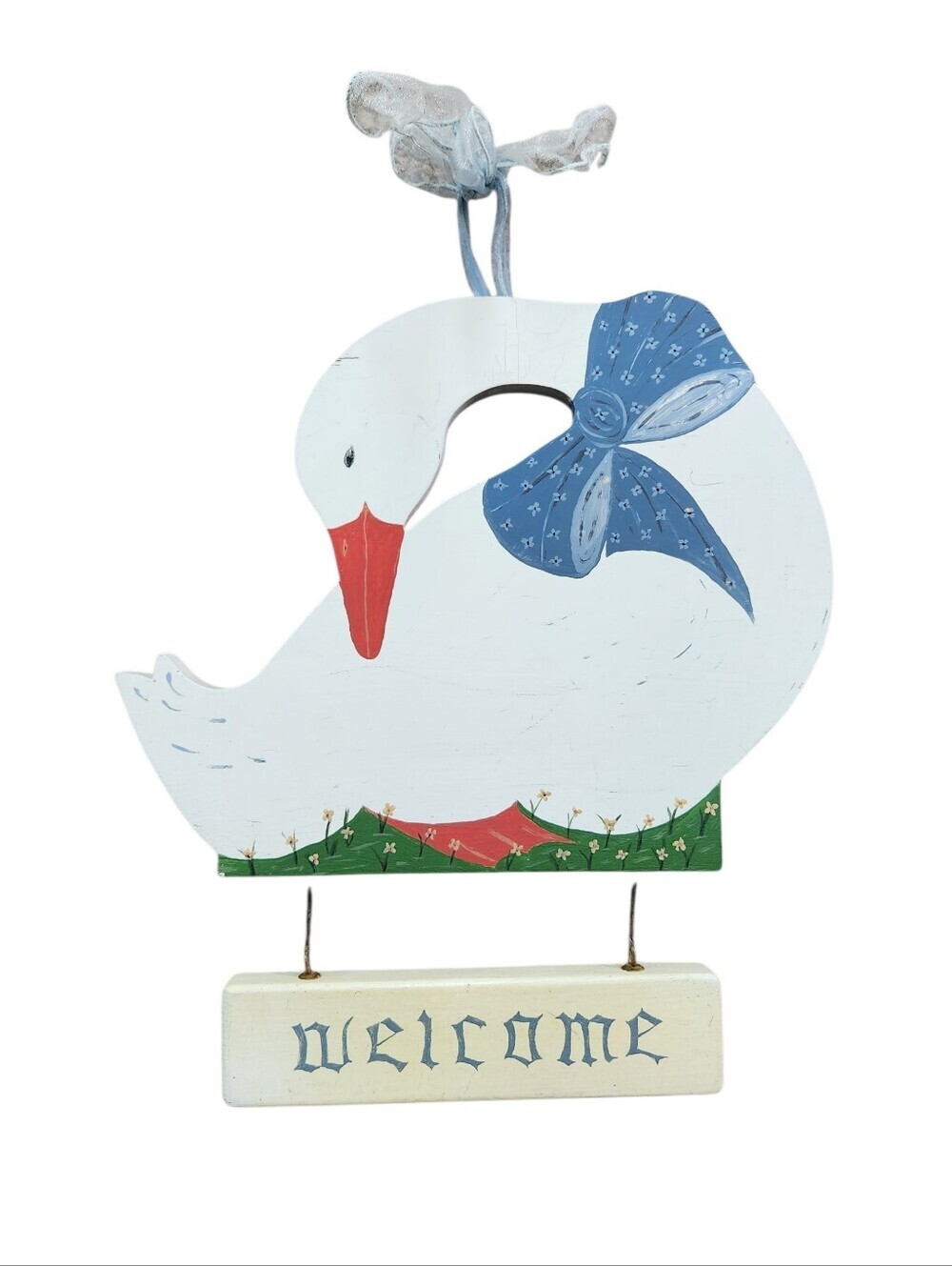 Vintage Cottagecore Goose Farmhouse Hand Painted Wooden‎ Welcome Sign